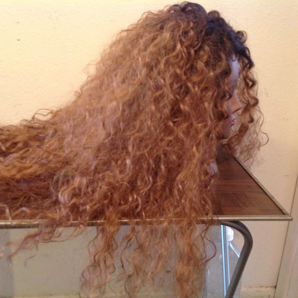 SIS Two-Tone Curly Long Wig With Side Part - Picture 3 of 11